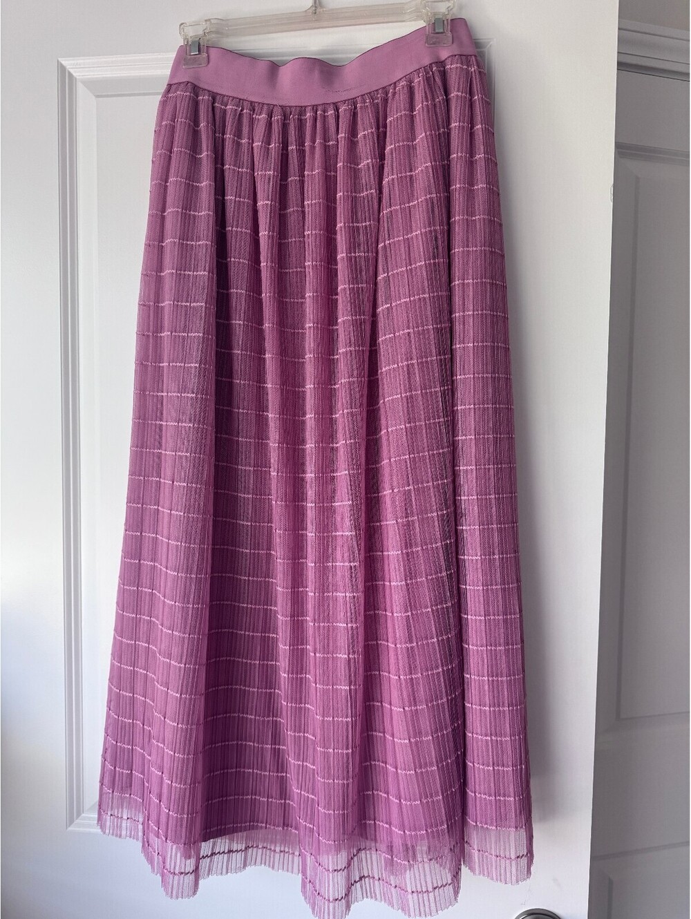 ON 34th pink pleated mesh midi skirt